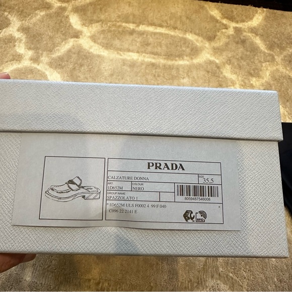 NIB Prada Leather Logo Loafer Mules - Picture 12 of 13